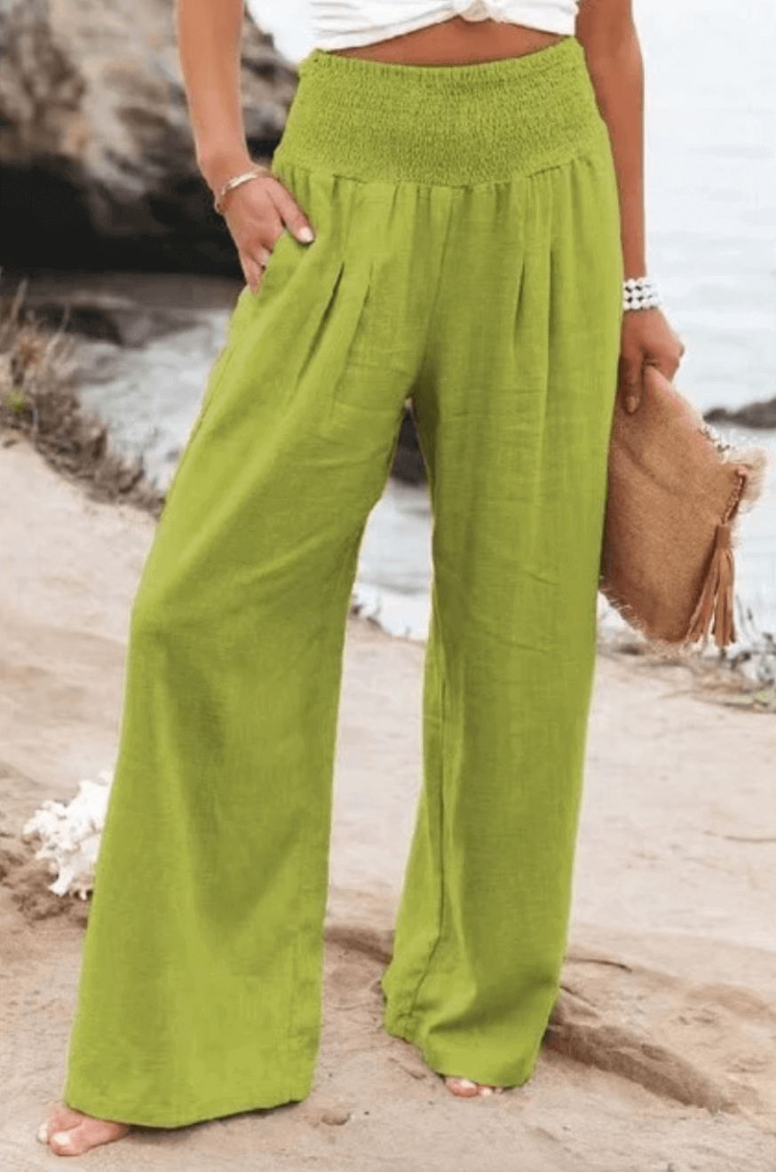 Palazzo Pants – Women's Linen Pants with High Waist and Wide Legs-Myra Lina