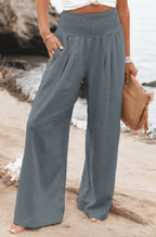Palazzo Pants – Women's Linen Pants with High Waist and Wide Legs-Myra Lina