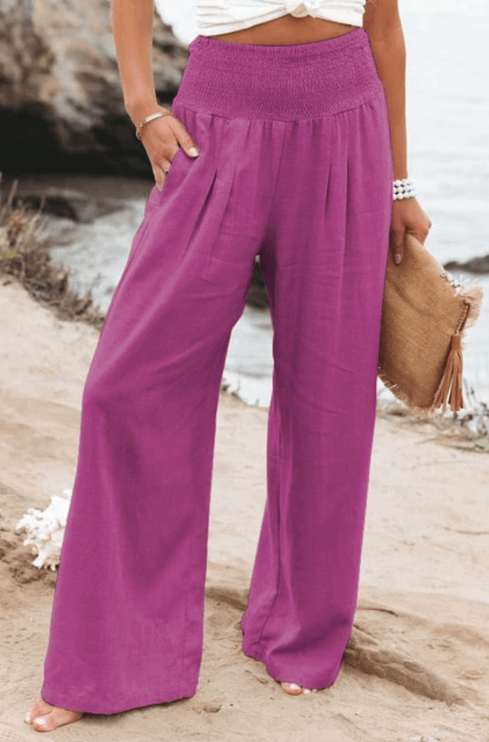 Palazzo Pants – Women's Linen Pants with High Waist and Wide Legs-Myra Lina