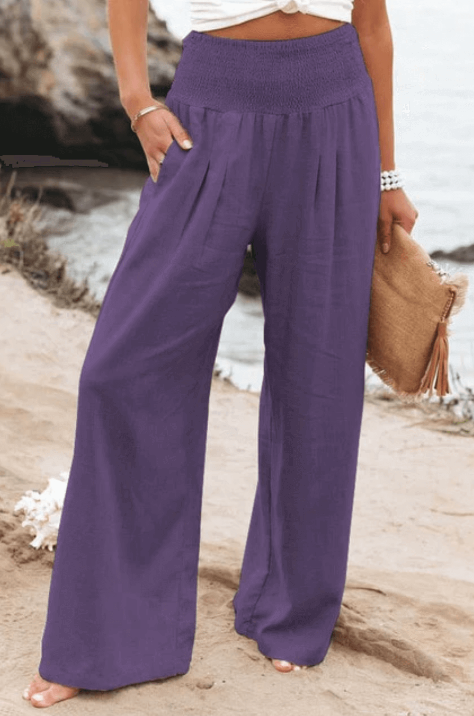 Palazzo Pants – Women's Linen Pants with High Waist and Wide Legs-Myra Lina
