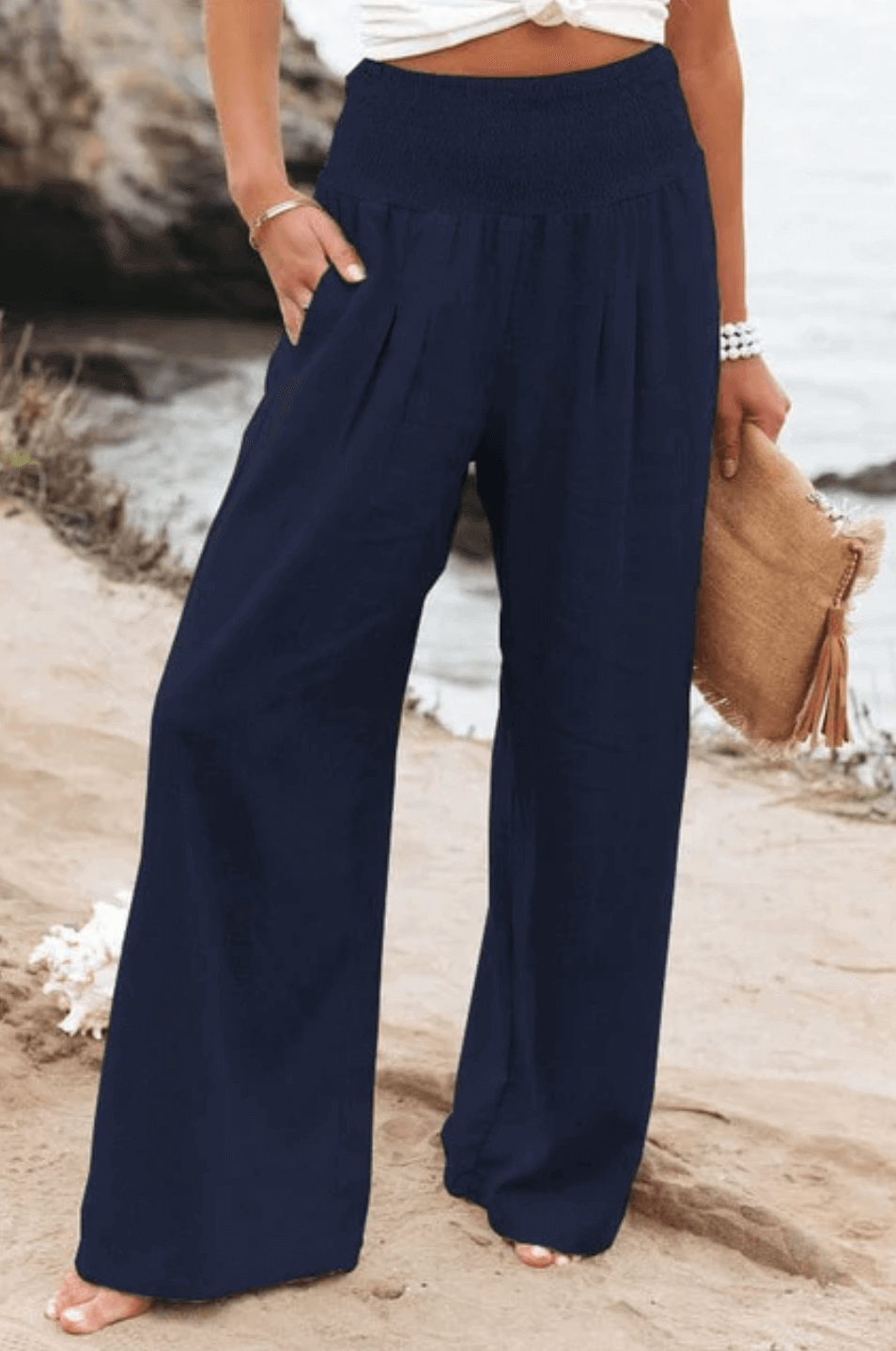 Palazzo Pants – Women's Linen Pants with High Waist and Wide Legs-Myra Lina