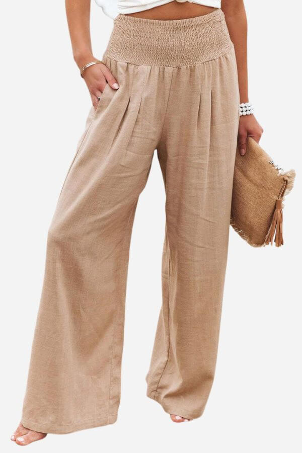 Palazzo Pants – Women's Linen Pants with High Waist and Wide Legs-Myra Lina