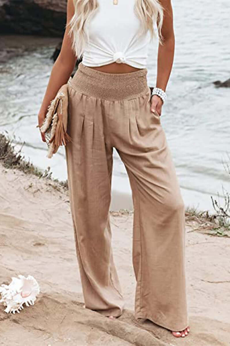 Palazzo Pants – Women's Linen Pants with High Waist and Wide Legs-Myra Lina