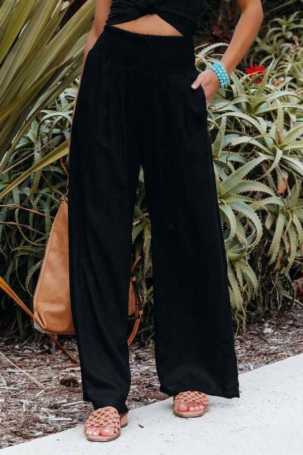 Palazzo Pants – Women's Linen Pants with High Waist and Wide Legs-Myra Lina