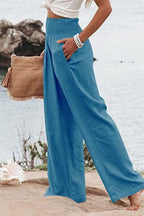 Palazzo Pants – Women's Linen Pants with High Waist and Wide Legs-Myra Lina