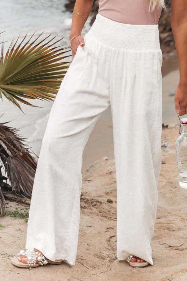 Palazzo Pants – Women's Linen Pants with High Waist and Wide Legs-Myra Lina