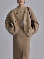 Pea Coat – Short Oversized Double-Breasted Trench Coat for Women-Myra Lina