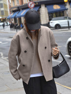 Pea Coat – Short Oversized Double-Breasted Trench Coat for Women-Myra Lina