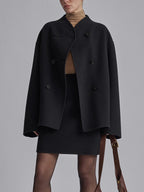 Pea Coat – Short Oversized Double-Breasted Trench Coat for Women-Myra Lina