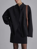 Pea Coat – Short Oversized Double-Breasted Trench Coat for Women-Myra Lina