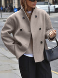 Pea Coat – Short Oversized Double-Breasted Trench Coat for Women-Myra Lina