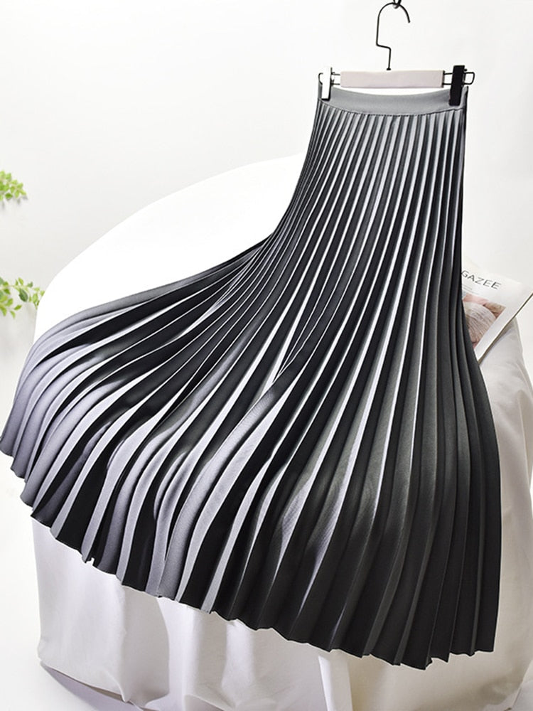 Pleated Skirt | High Waist | Elegant | Midi Skirt | Women's Skirt-Myra Lina