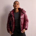 Puffer Jacket – Warm Glossy Hooded Puffer Jacket – Women's Winter Jacket-Myra Lina