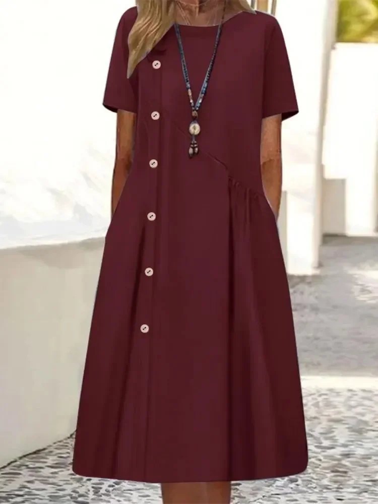 Relaxed Cotton Midi Dress | Floral | Everyday-Myra Lina
