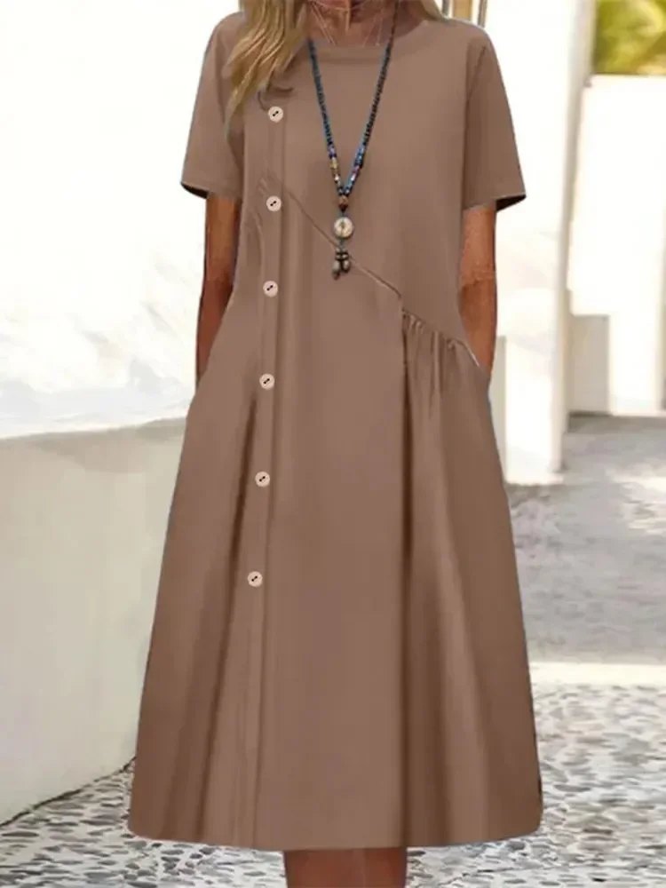 Relaxed Cotton Midi Dress | Floral | Everyday-Myra Lina