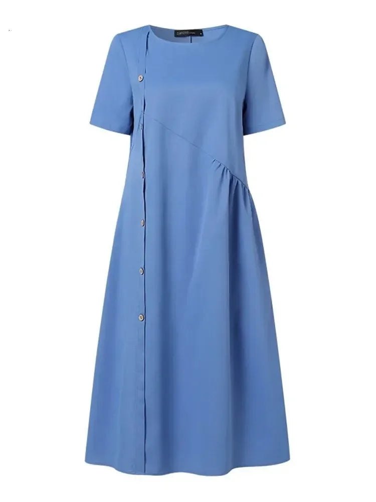 Relaxed Cotton Midi Dress | Floral | Everyday-Myra Lina
