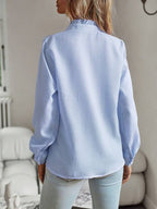 Ruffle Shirt – Striped – Long Sleeve – Button Shirt – Women's Blouse-Myra Lina