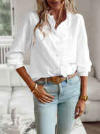 Ruffle Shirt – Striped – Long Sleeve – Button Shirt – Women's Blouse-Myra Lina