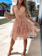 Ruffle Summer Dress | Open Back | Romantic Occasion Dress-Myra Lina