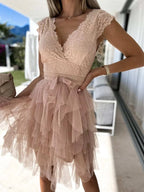 Ruffle Summer Dress | Open Back | Romantic Occasion Dress-Myra Lina