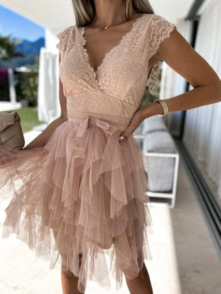Ruffle Summer Dress | Open Back | Romantic Occasion Dress-Myra Lina