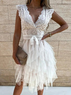Ruffle Summer Dress | Open Back | Romantic Occasion Dress-Myra Lina
