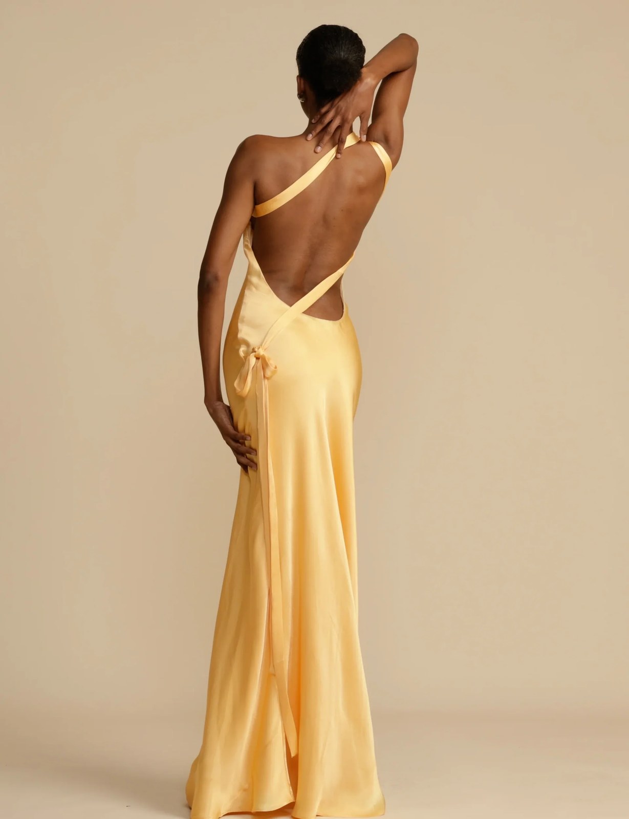 Satin Maxi Dress | Open Back | Asymmetric Cut | Formal Dress-Myra Lina