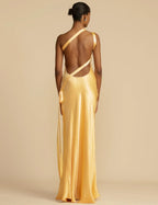 Satin Maxi Dress | Open Back | Asymmetric Cut | Formal Dress-Myra Lina