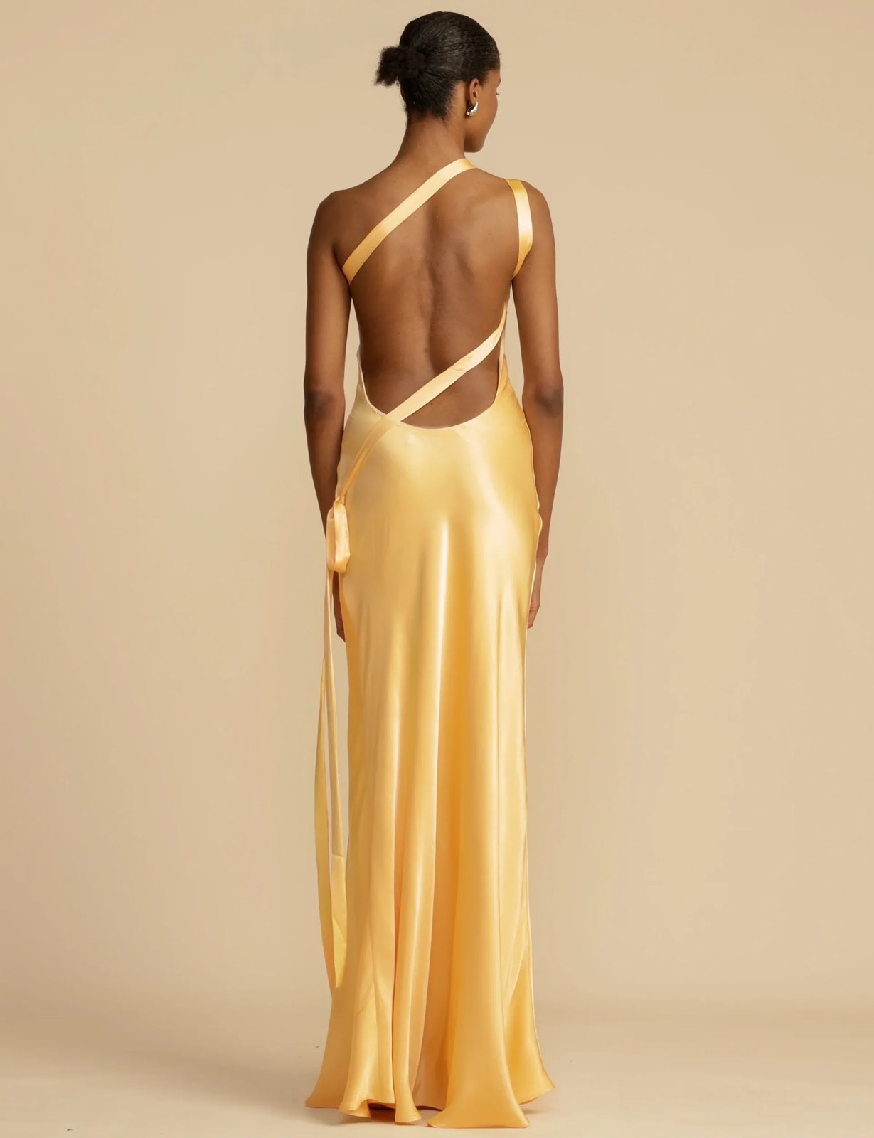 Satin Maxi Dress | Open Back | Asymmetric Cut | Formal Dress-Myra Lina