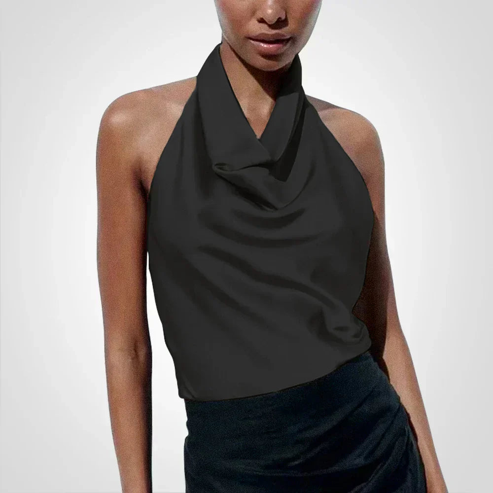 Satin Top – Elegant – Party – Halter Top – Women's Top-Myra Lina