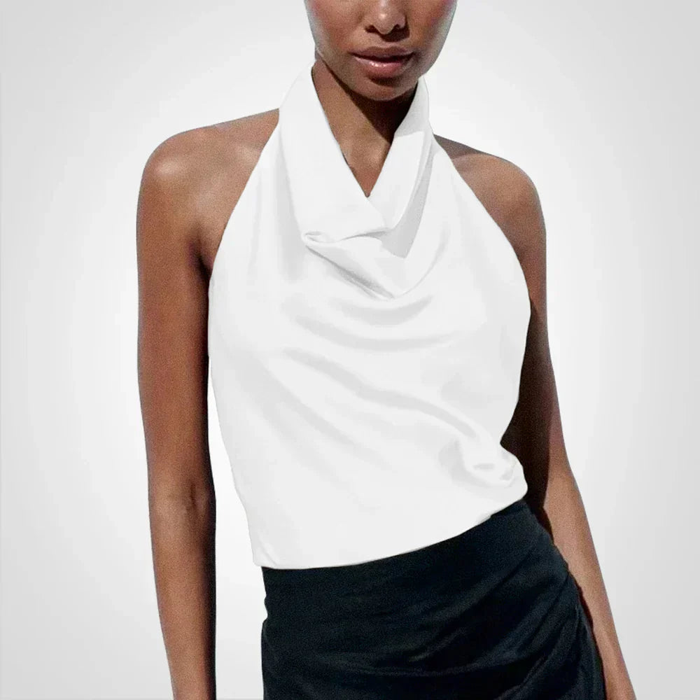 Satin Top – Elegant – Party – Halter Top – Women's Top-Myra Lina