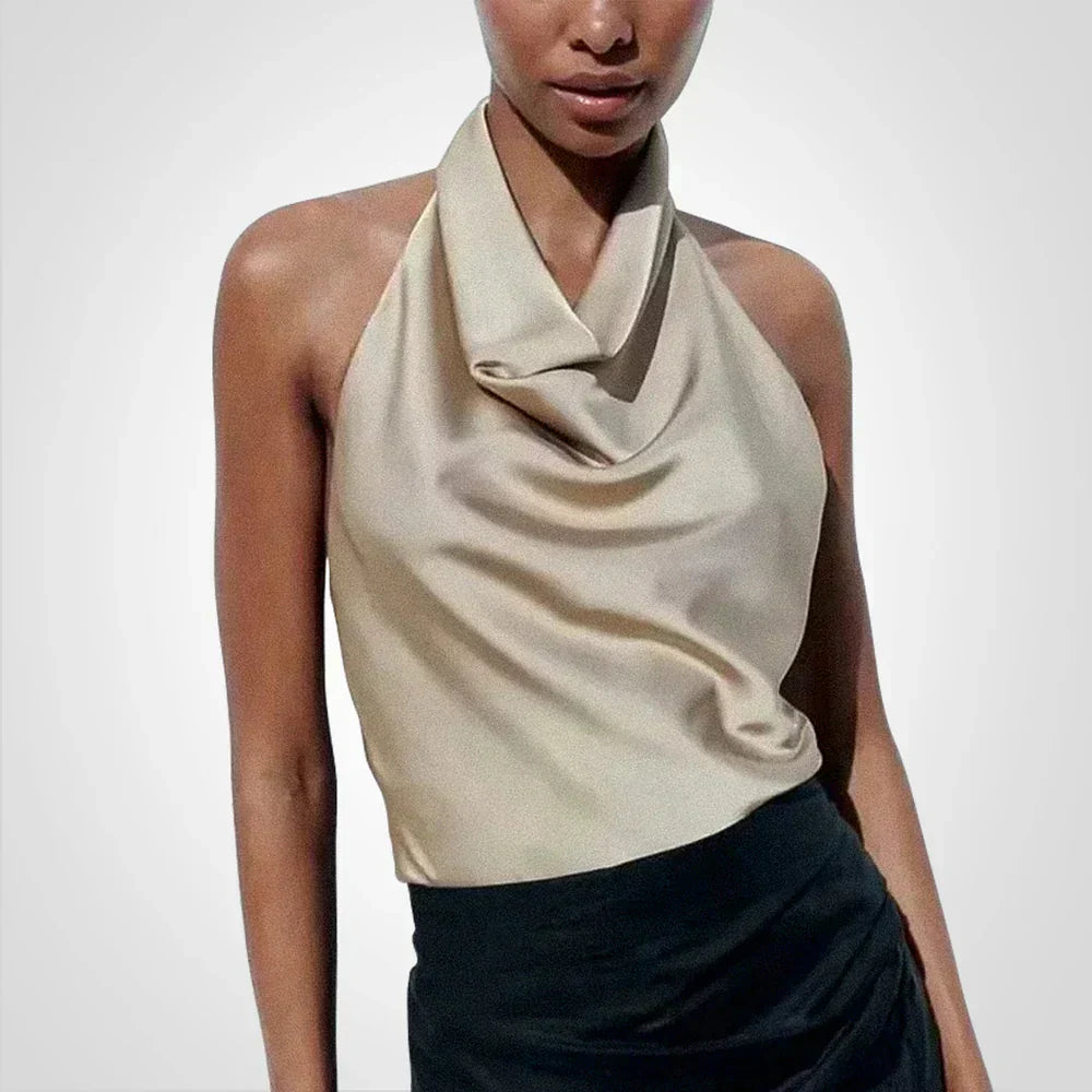 Satin Top – Elegant – Party – Halter Top – Women's Top-Myra Lina