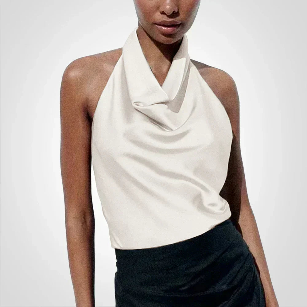 Satin Top – Elegant – Party – Halter Top – Women's Top-Myra Lina