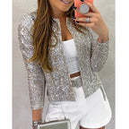 Sequin Blazer – Women's Jacket with Puff Sleeves and Sparkling Sequins-Myra Lina