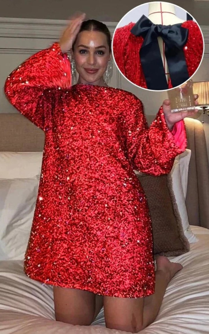 Sequin Dress – Long Sleeve Sparkling Mini Dress for Women's Party Wear-Myra Lina