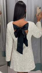 Sequin Dress – Long Sleeve Sparkling Mini Dress for Women's Party Wear-Myra Lina