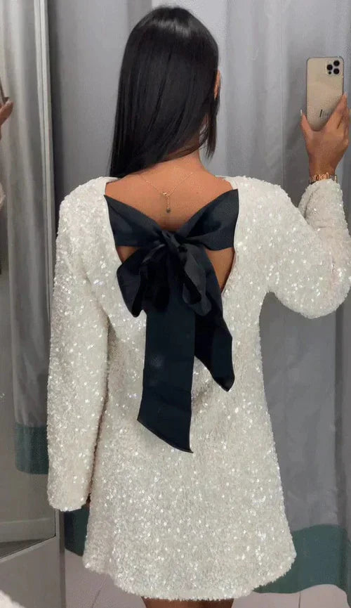 Sequin Dress – Long Sleeve Sparkling Mini Dress for Women's Party Wear-Myra Lina