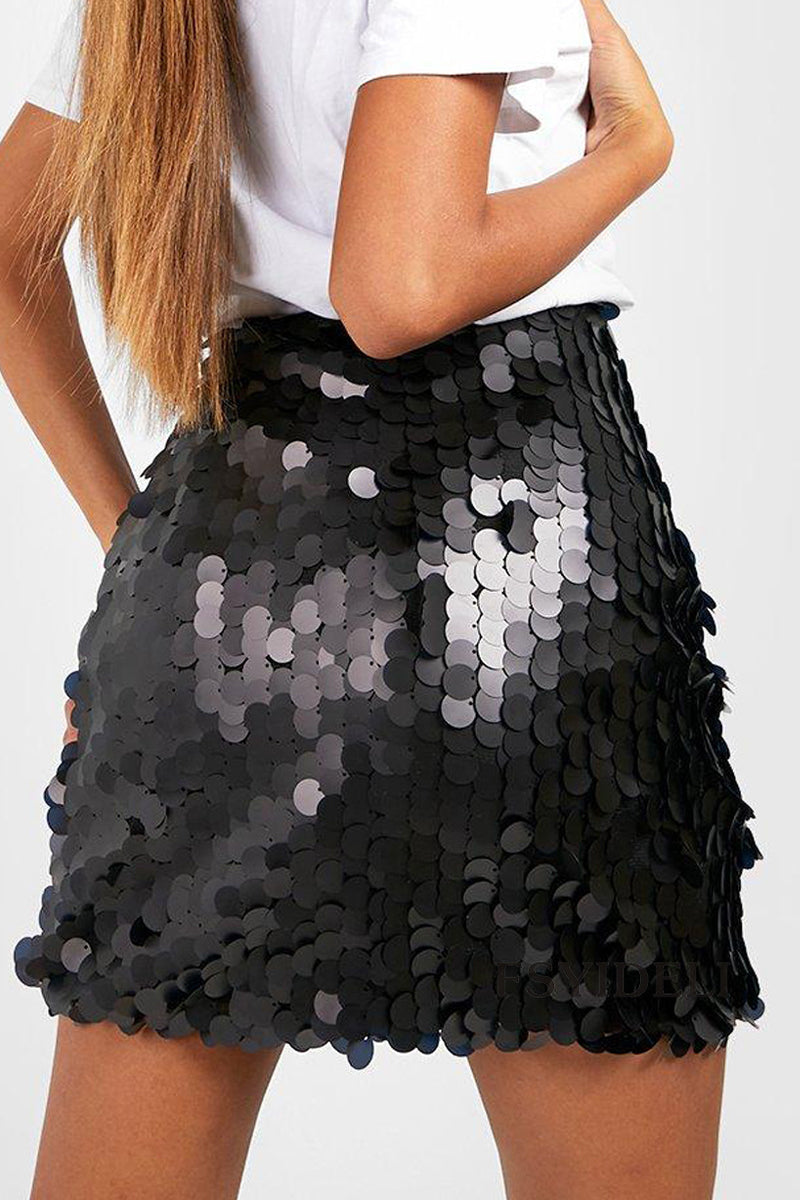 Sequin Skirt – Glittery – High Waist – Mini Skirt – Party Skirt-Myra Lina