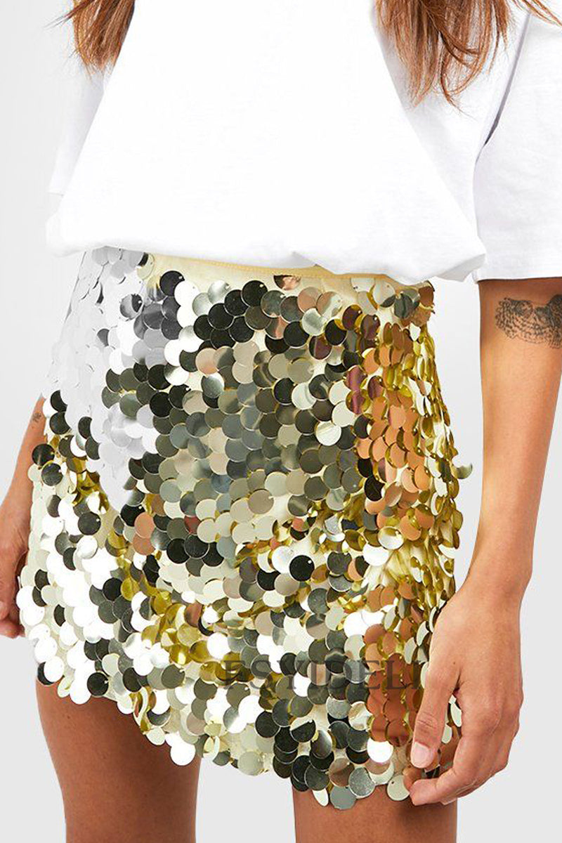 Sequin Skirt – Glittery – High Waist – Mini Skirt – Party Skirt-Myra Lina