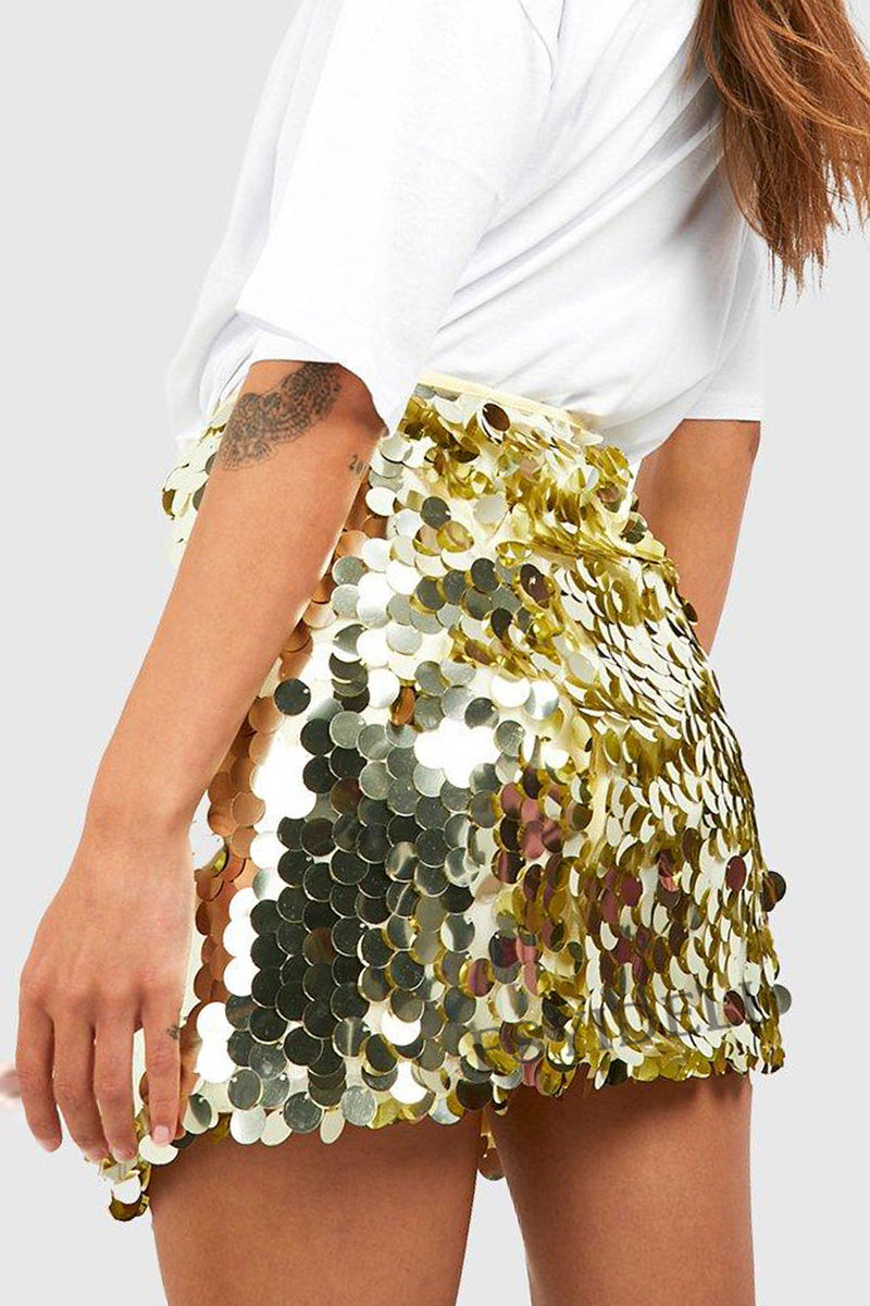 Sequin Skirt – Glittery – High Waist – Mini Skirt – Party Skirt-Myra Lina
