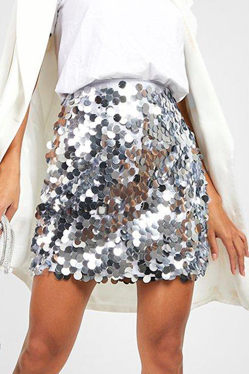 Sequin Skirt – Glittery – High Waist – Mini Skirt – Party Skirt-Myra Lina
