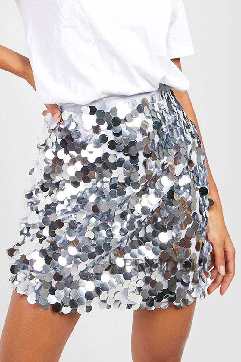Sequin Skirt – Glittery – High Waist – Mini Skirt – Party Skirt-Myra Lina