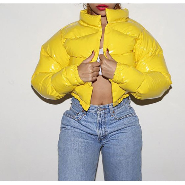 Short Puffer Jacket – Cropped Zip-Up Winter Puffer Jacket for Women-Myra Lina