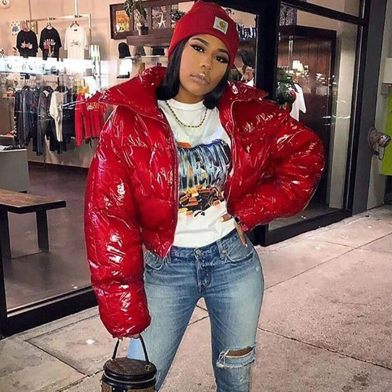 Short Puffer Jacket – Cropped Zip-Up Winter Puffer Jacket for Women-Myra Lina