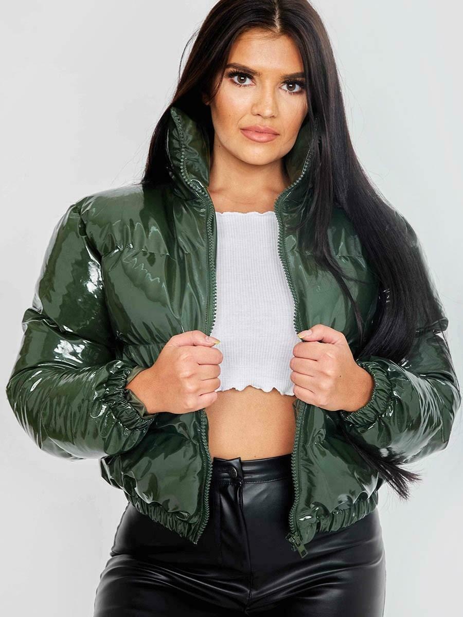 Short Puffer Jacket – Cropped Zip-Up Winter Puffer Jacket for Women-Myra Lina