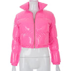 Short Puffer Jacket – Cropped Zip-Up Winter Puffer Jacket for Women-Myra Lina