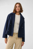 Short Trench Coat – Double-Breasted Short Trench Jacket with Loose Fit for Women-Myra Lina