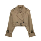 Short Trench Jacket – Belted – Double-Breasted – Short Trench Coat – Women's Jacket-Myra Lina