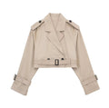 Short Trench Jacket – Belted – Double-Breasted – Short Trench Coat – Women's Jacket-Myra Lina