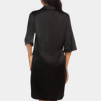 Silky Nightgown – Women's Satin Dress with Short Sleeves and Buttons-Myra Lina